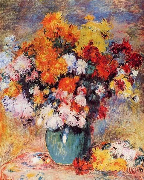 Jarrón de crisantemos – PIERRE AUGUSTE RENOIR
